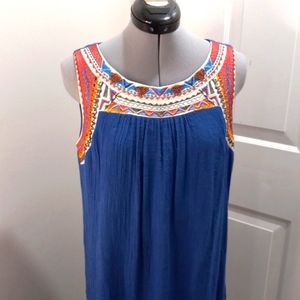 Westport Royal Blue Gauze lined Dress with Embellishments  Size Med